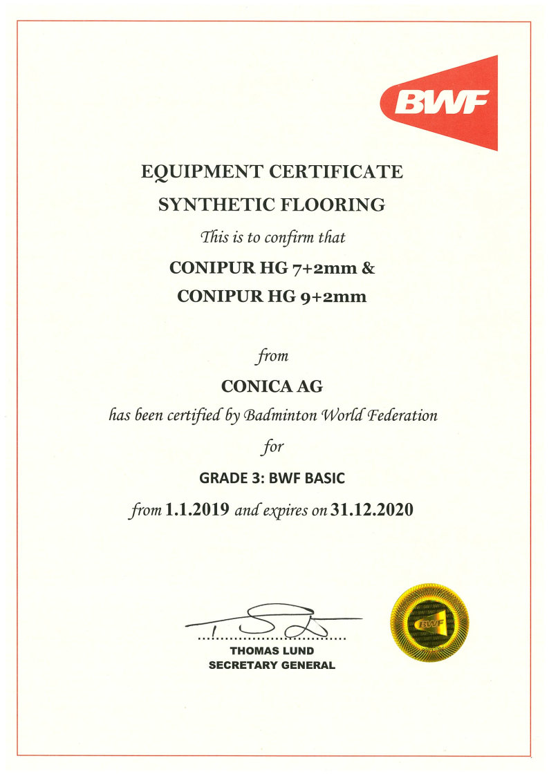 Certifikát  BWF